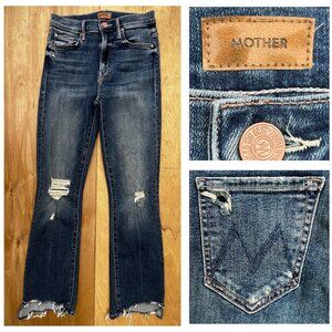 MOTHER THE INSIDER CROP STEP CHEW JEANS WOMEN’S sz 24 High Rise Frayed Hem